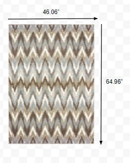5' X 8' Gray And Taupe Ikat Pattern Area Rug