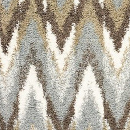 8' X 11' Gray And Taupe Ikat Pattern Area Rug