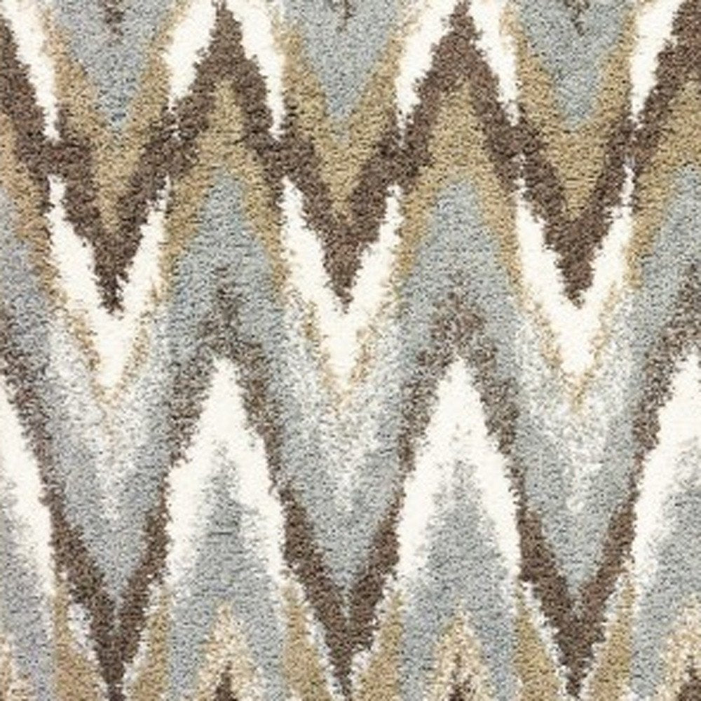 8' X 11' Gray And Taupe Ikat Pattern Area Rug
