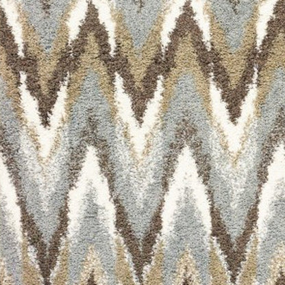8' X 11' Gray And Taupe Ikat Pattern Area Rug