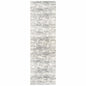 2' X 8' Ivory And Gray Abstract Strokes Runner Rug