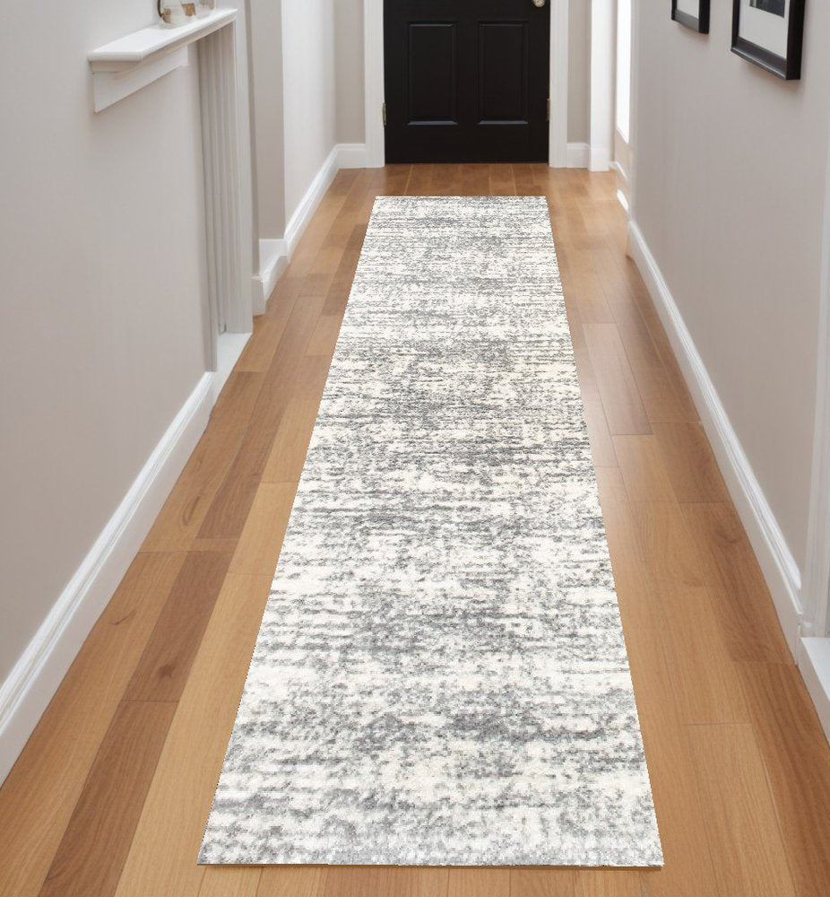 4' X 6' Ivory And Gray Abstract Strokes Area Rug
