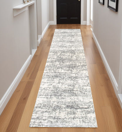 8' X 11' Ivory And Gray Abstract Strokes Area Rug