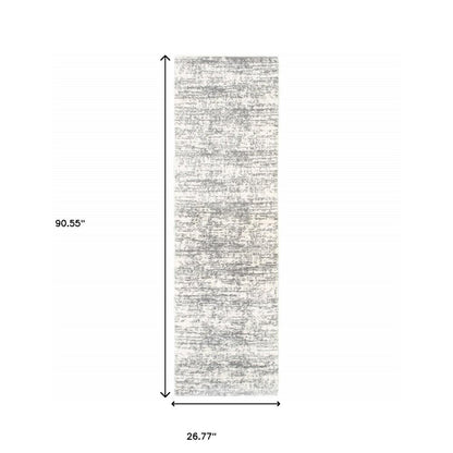 4' X 6' Ivory And Gray Abstract Strokes Area Rug