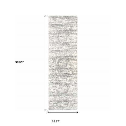 8' X 11' Ivory And Gray Abstract Strokes Area Rug