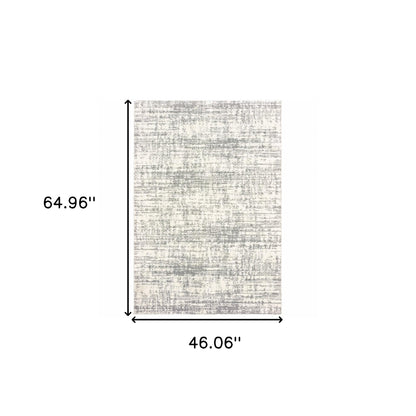 8' X 11' Ivory And Gray Abstract Strokes Area Rug