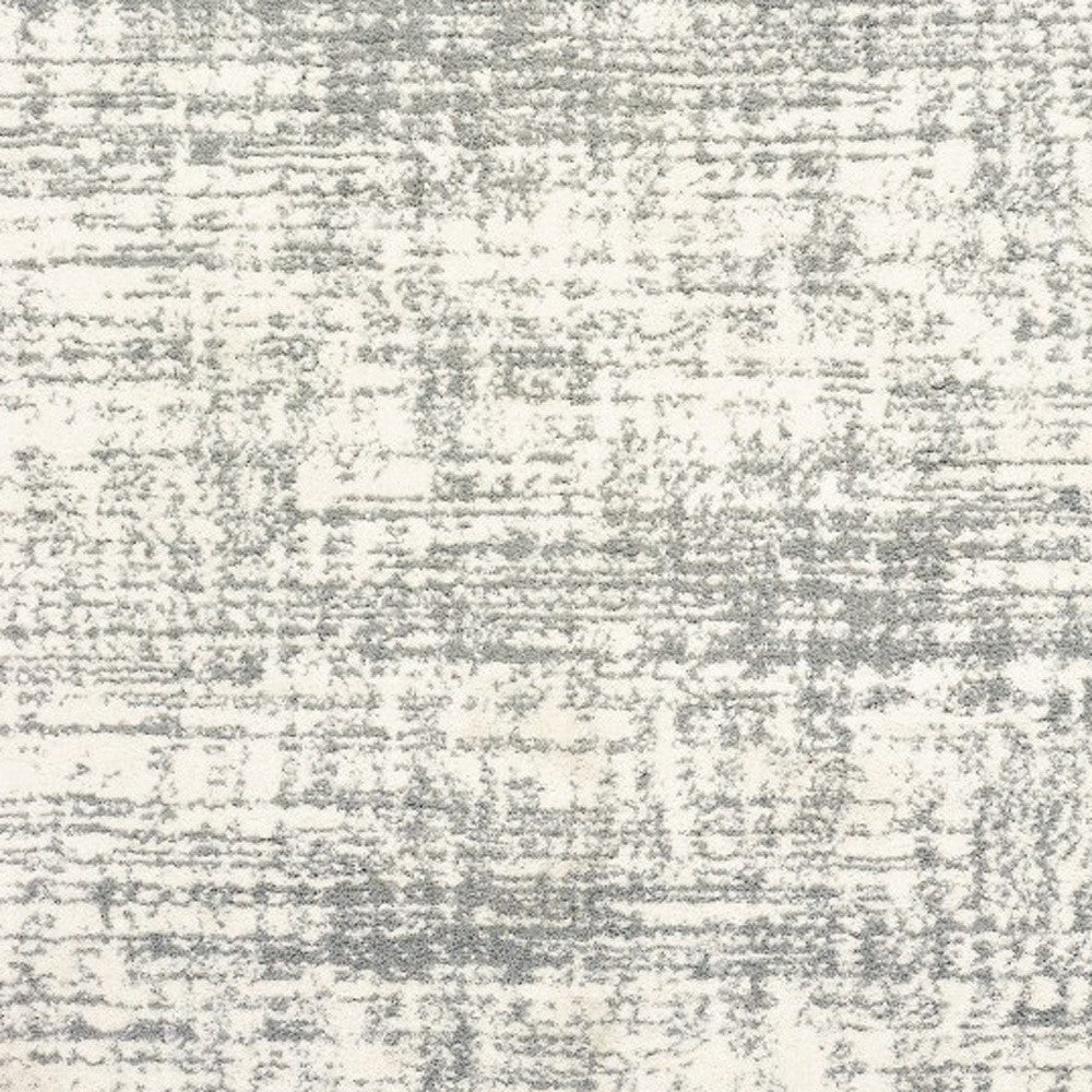 8' X 11' Ivory And Gray Abstract Strokes Area Rug