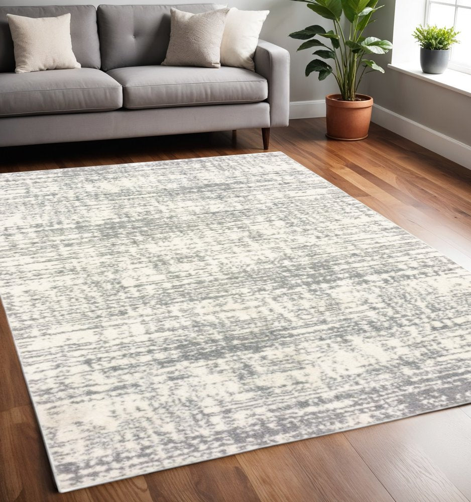 4' X 6' Ivory And Gray Abstract Strokes Area Rug