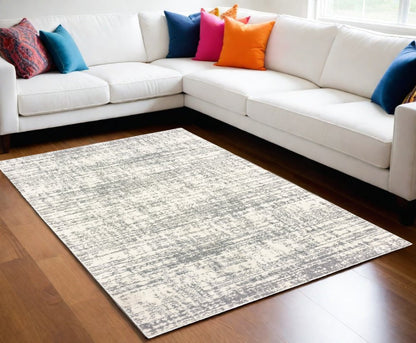 4' X 6' Ivory And Gray Abstract Strokes Area Rug
