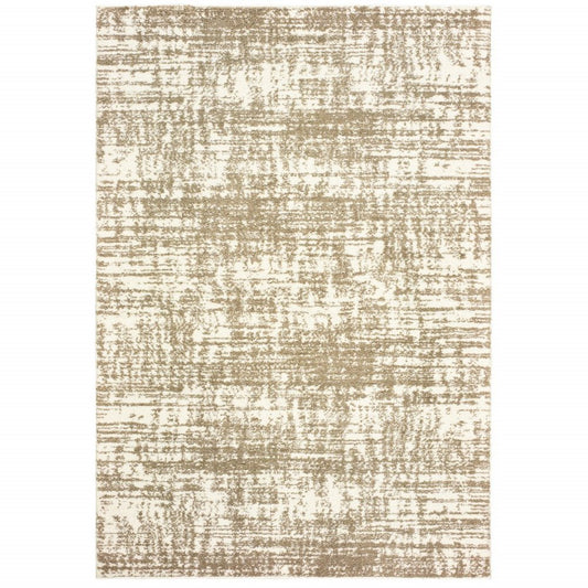 8' X 11' Ivory And Gray Abstract Strokes Area Rug