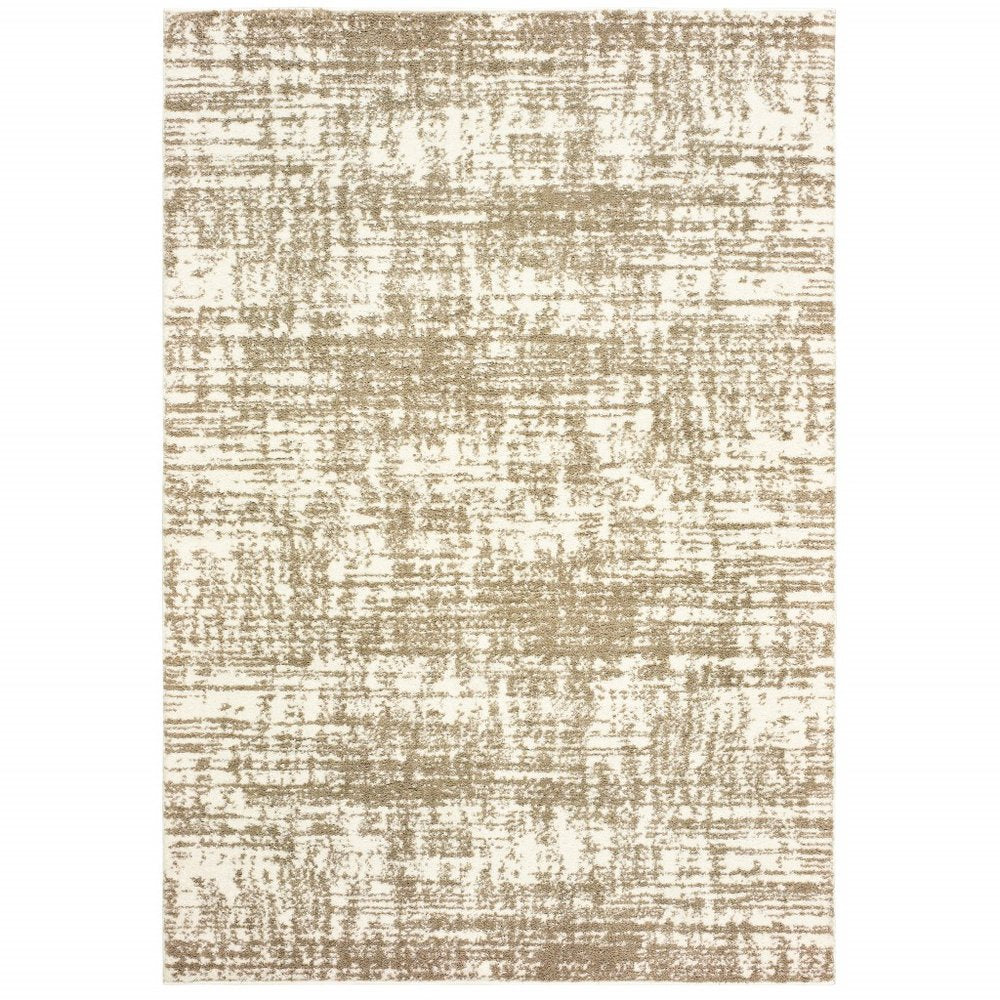 8' X 11' Ivory And Gray Abstract Strokes Area Rug