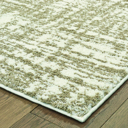 8' X 11' Ivory And Gray Abstract Strokes Area Rug