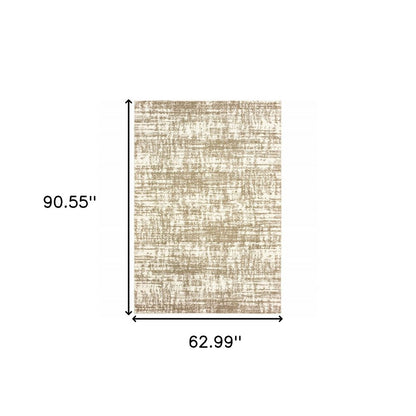 5' X 8' Ivory And Gray Abstract Strokes Area Rug