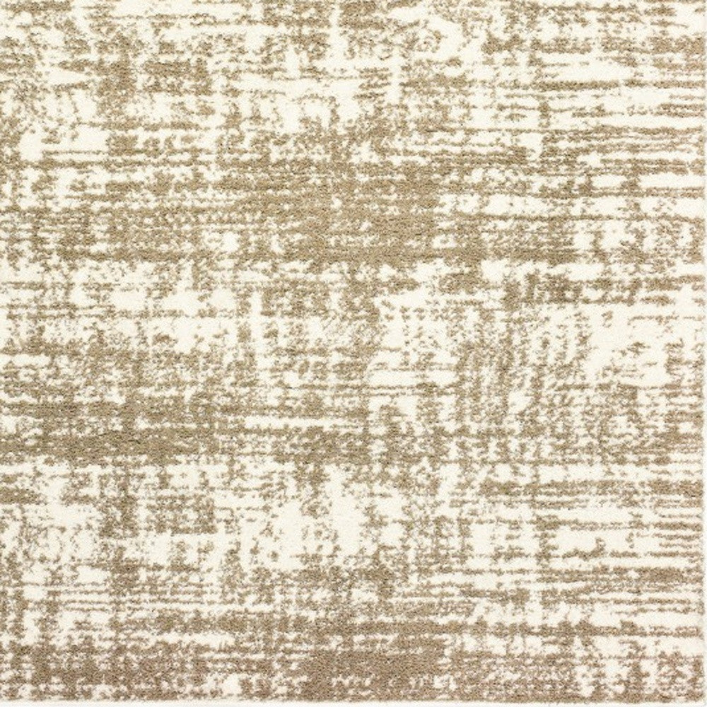 8' X 11' Ivory And Gray Abstract Strokes Area Rug