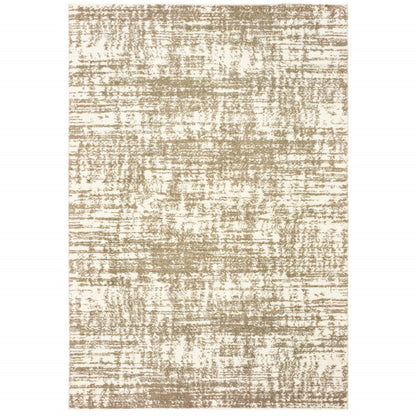 8' X 11' Ivory And Gray Abstract Strokes Area Rug