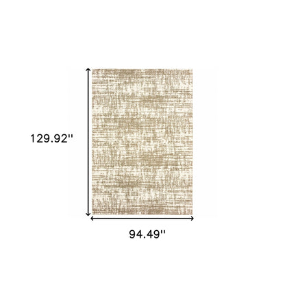 8' X 11' Ivory And Gray Abstract Strokes Area Rug