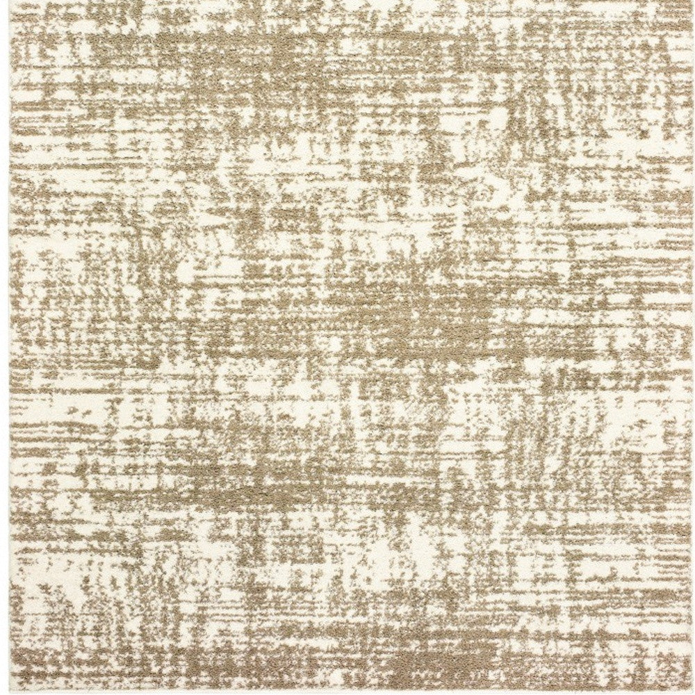 8' X 11' Ivory And Gray Abstract Strokes Area Rug