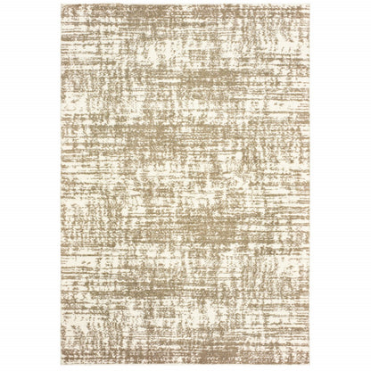 8' X 11' Ivory And Gray Abstract Strokes Area Rug