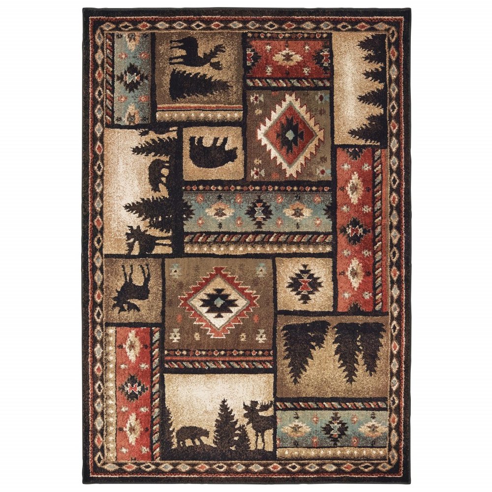 4' X 6' Gold and Ivory Power Loom Area Rug