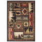 7' X 9' Black And Brown Nature Lodge Area Rug