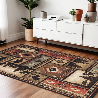 4' X 6' Gold and Ivory Power Loom Area Rug
