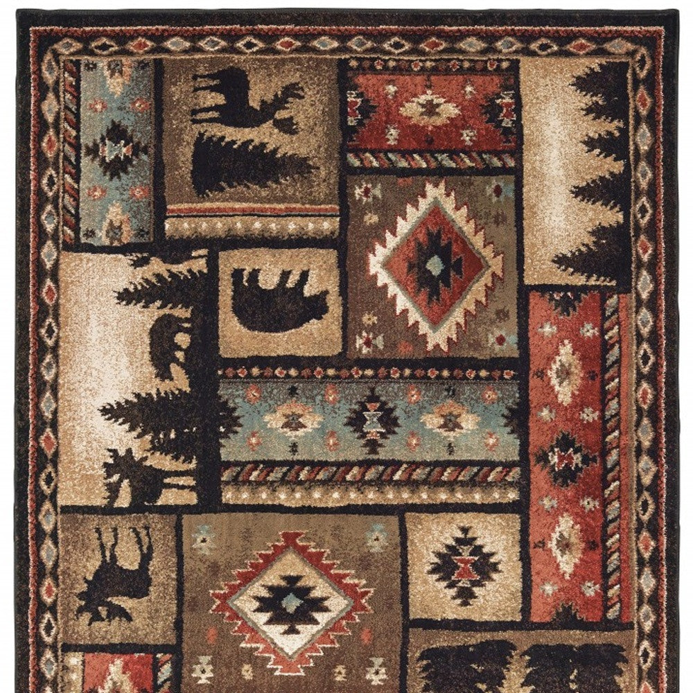 5' X 7' Brown and Black Area Rug