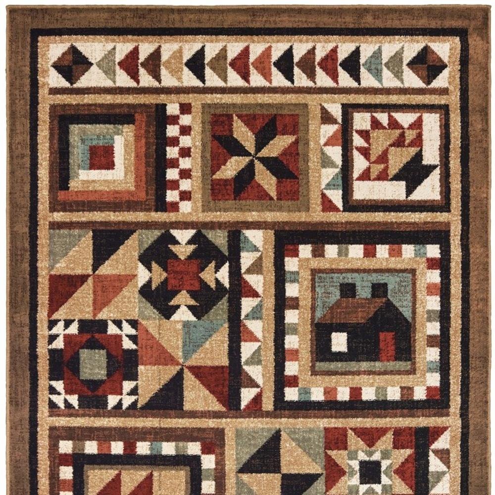 4' X 6' Brown And Red Ikat Patchwork Area Rug