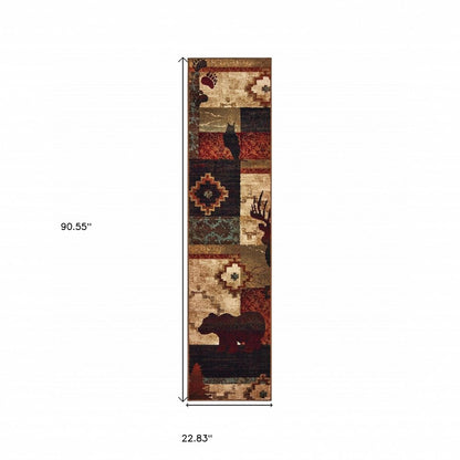 4' X 6' Green and Ivory Power Loom Area Rug