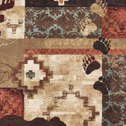 8' Green And Ivory Runner Rug