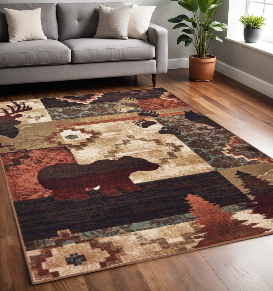 8' Green And Ivory Runner Rug