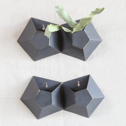 Double Pentagonal Iron Wall Vase