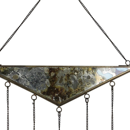 12" X 13" Antiqued Brass And Glass Moon Phase Hanging Dimensional Sculpture