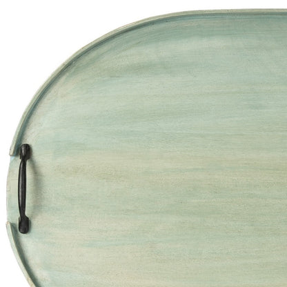 27" Green Mango Oval Serving Tray With Handles