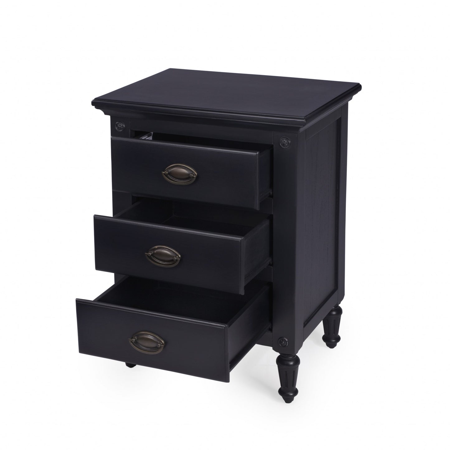 Classic Black 3 Drawer Nightstand