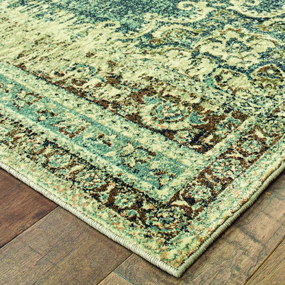 2' X 3' Blue and Ivory Power Loom Area Rug