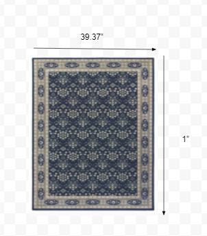 2' X 3' Blue and Gray Power Loom Area Rug