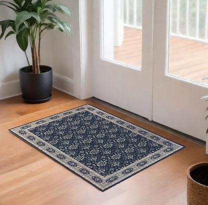 2' X 3' Blue and Gray Power Loom Area Rug