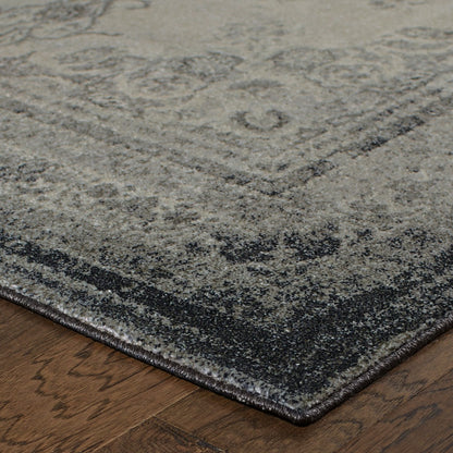 2' X 3' Gray and Ivory Power Loom Area Rug