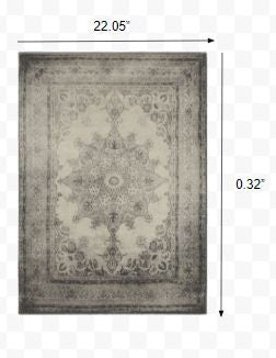 2' X 3' Gray and Ivory Power Loom Area Rug