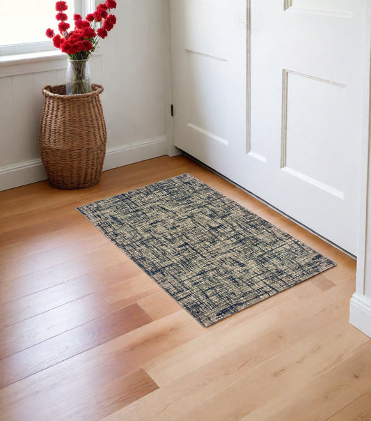 2' X 3' Blue and Gray Power Loom Area Rug