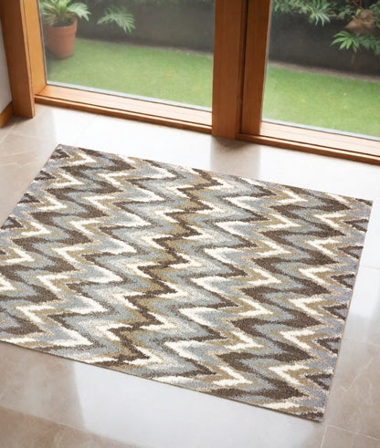 2' X 3' Gray Shag Power Loom Area Rug