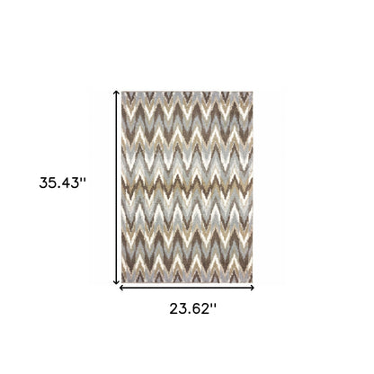 2' X 3' Gray Shag Power Loom Area Rug