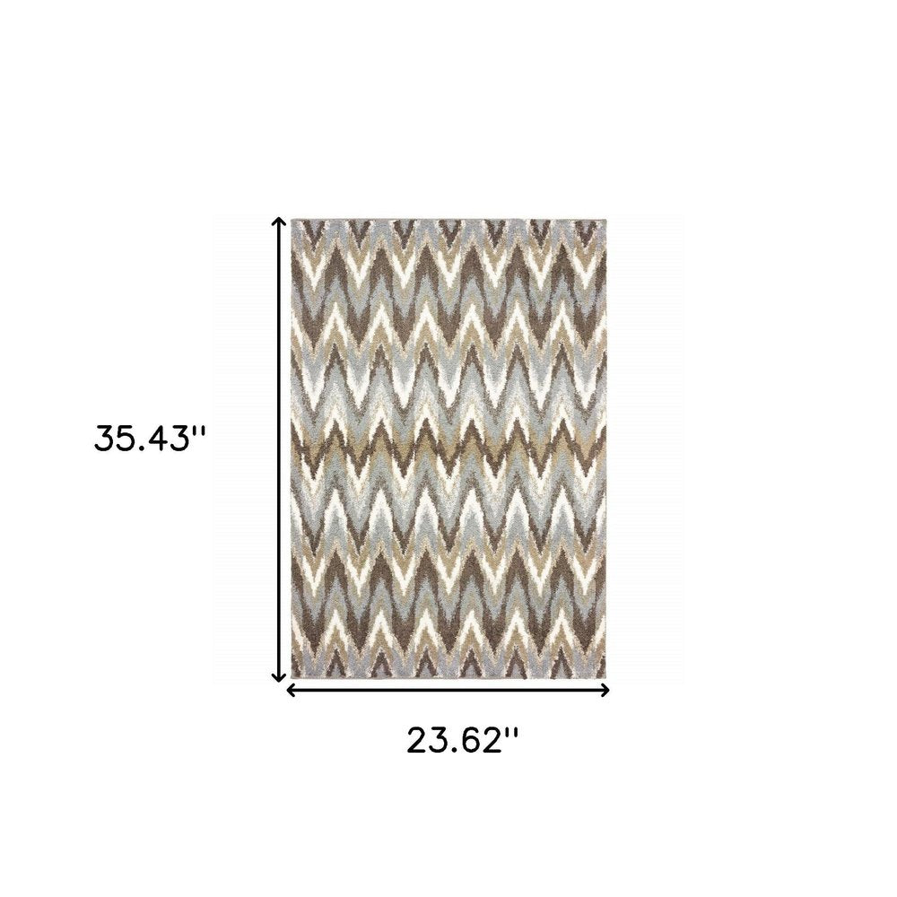 2' X 3' Gray Shag Power Loom Area Rug
