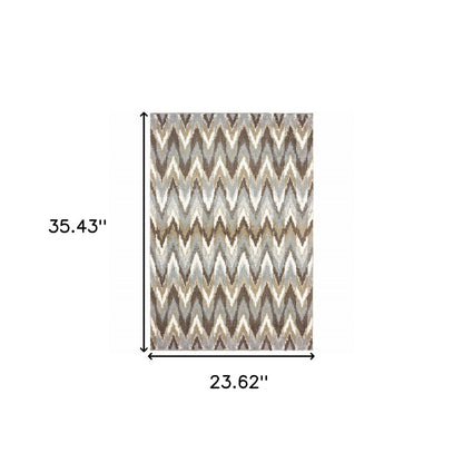 2' X 3' Gray Shag Power Loom Area Rug