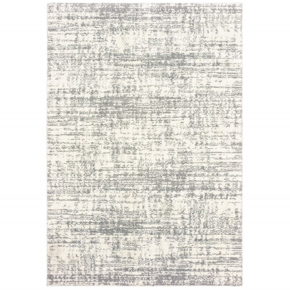 2' X 3' Gray and Ivory Shag Power Loom Area Rug
