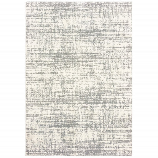 2' X 3' Gray and Ivory Shag Power Loom Area Rug