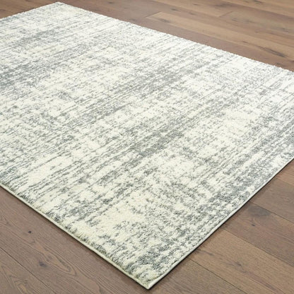 2' X 3' Gray and Ivory Shag Power Loom Area Rug