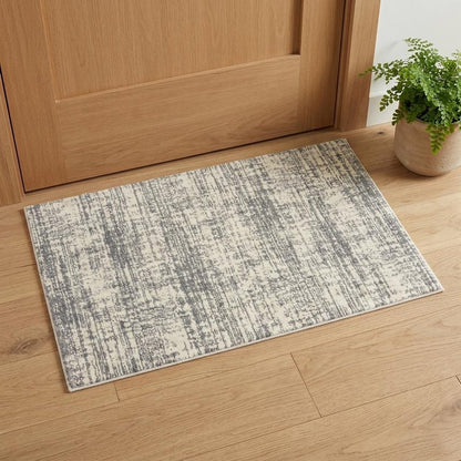 2' X 3' Gray and Ivory Shag Power Loom Area Rug