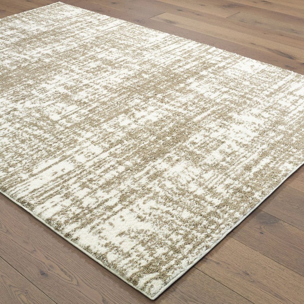 2' X 3' Ivory And Gray Abstract Strokes Scatter Rug