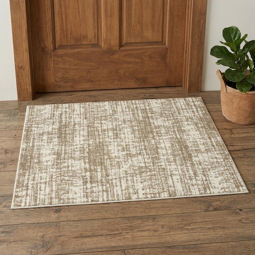 2' X 3' Ivory And Gray Abstract Strokes Scatter Rug